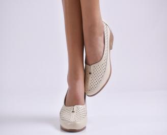 Дамски ежедневни обувки  бежови естествена кожа