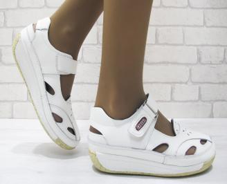 Дамски ежедневни обувки бели естествена кожа