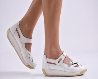Дамски ежедневни обувки  бели естествена кожа