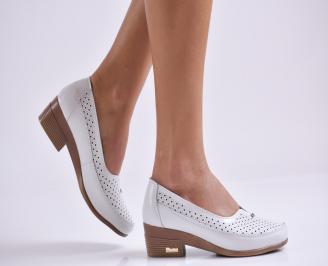 Дамски ежедневни обувки  бели естествена кожа