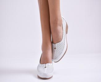 Дамски ежедневни обувки  бели естествена кожа