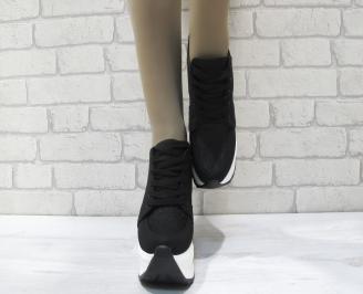 Дамски обувки  на платформа текстил черни