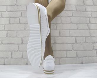Дамски ежедневни обувки естествена кожа бели EOBUVKIBG 3