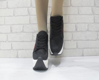 Дамски обувки  на платформа текстил черни