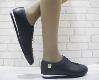 Дамски обувки от естествена кожа Гигант тъмно сини