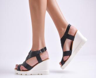 Дамски сандали на платформа еко кожа черни