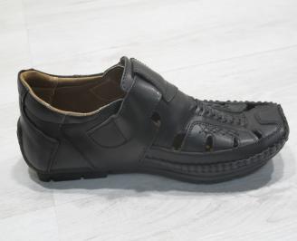 Мъжки сандали черни естествена кожа