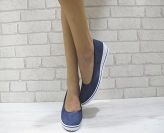 Дамски обувки на платформа текстил тъмно сини