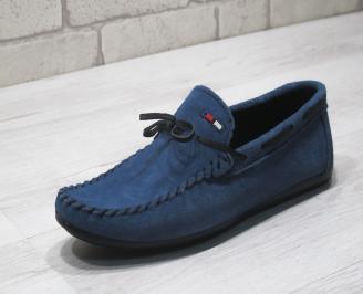 Мъжки спортно елегантни обувки велур сини