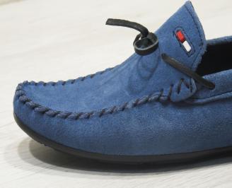 Мъжки спортно елегантни обувки велур сини