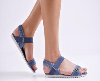 Дамски равни  сандали сини текстил