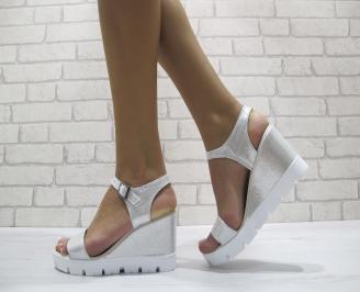 Дамски сандали на платформа еко кожа сребристи