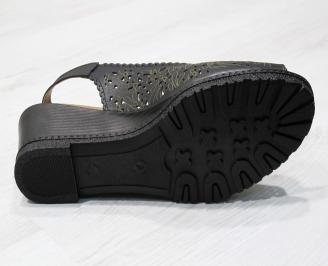 Дамски сандали -Гигант естествена кожа черни