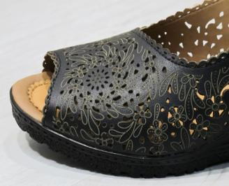 Дамски сандали -Гигант естествена кожа черни