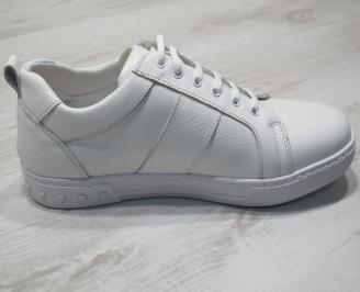 Мъжки спортни обувки естествена кожа бели