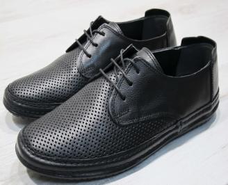 Мъжки спортно елегантни  обувки естествена кожа черни