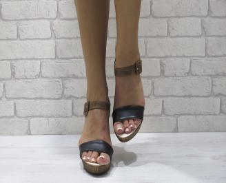 Дамски елегантни сандали  кафяво/черно