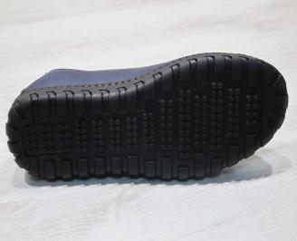 Мъжки спортно елегантни  обувки естествена кожа  тъмно сини