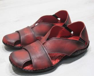 Мъжки сандали естествена кожа  червени