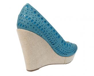 Дамски обувки на платформа  сини