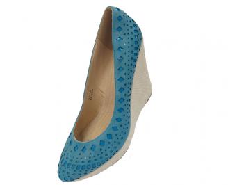 Дамски обувки на платформа еко кожа сини 3