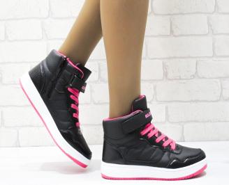 Дамски спортни обувки еко кожа черни