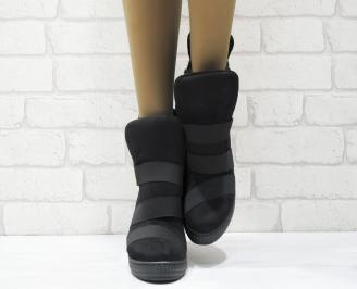 Дамски обувки  на платформа еко набук черни