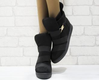 Дамски обувки  на платформа еко набук черни