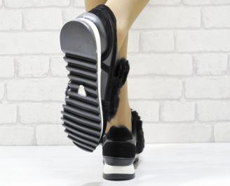 Дамски обувки  на платформа еко кожа / еко набук черни