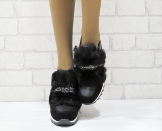 Дамски обувки  на платформа еко кожа / еко набук черни