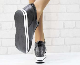 Дамски обувки  на платформа еко кожа черни
