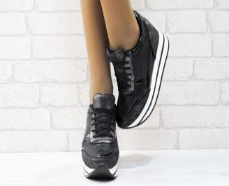 Дамски обувки  на платформа еко кожа черни