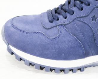 Мъжки спортни обувки естествен набук  сини