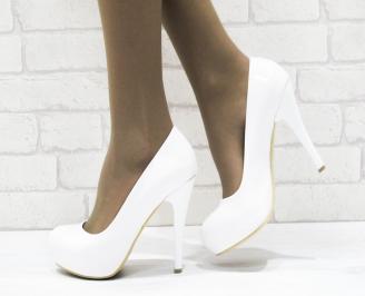Дамски елегантни обувки еко кожа/лак бели