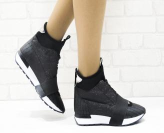 Дамски спортни обувки еко кожа/текстил черни