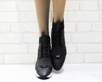 Дамски спортни обувки еко кожа/текстил черни