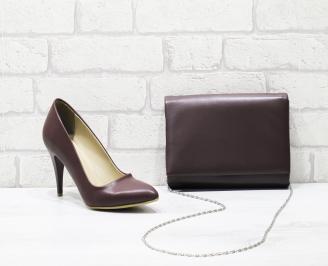 Комплект дамски обувки и чанта бордо