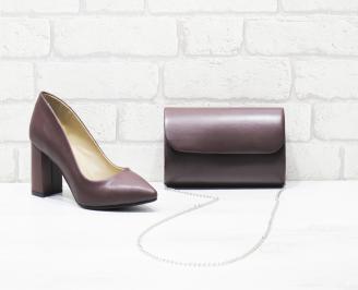Комплект дамски обувки и чанта  бордо