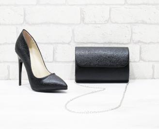 Комплект дамски обувки и чанта черни