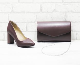 Комплект дамски обувки и чанта бордо