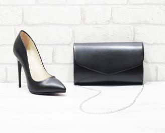 Комплект дамски обувки и чанта еко кожа черни