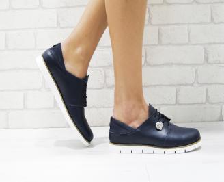Дамски обувки Гигант равни естествена кожа сини