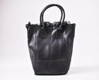Дамска чанта естествена кожа черна 3