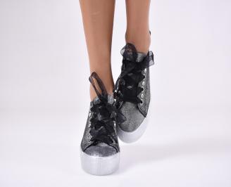 Дамски спортни обувки текстил черни