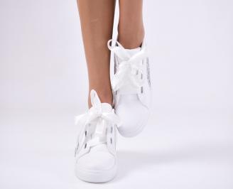 Дамски спортни обувки еко кожа бели
