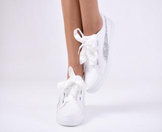 Дамски спортни обувки еко кожа бели