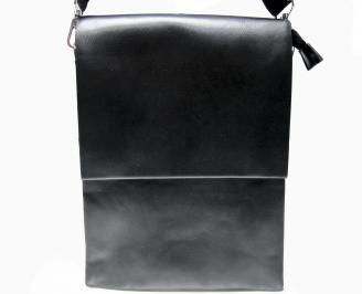 Мъжка чанта черна естествена кожа