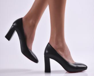 Дамски елегантни обувки естествена кожа черни EOBUVKIBG