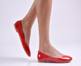 Дамски обувки равни еко лак червени