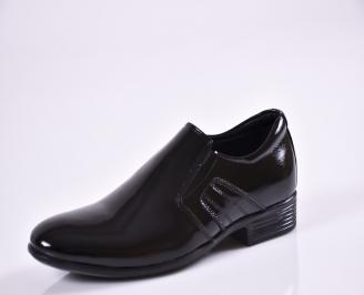 Мъжки официални обувки естествена кожа/лак черни